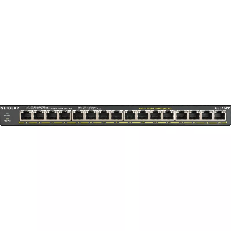 NETGEAR GS316P Unmanaged Gigabit Ethernet (10/100/1000) Power over Ethernet (PoE) nero