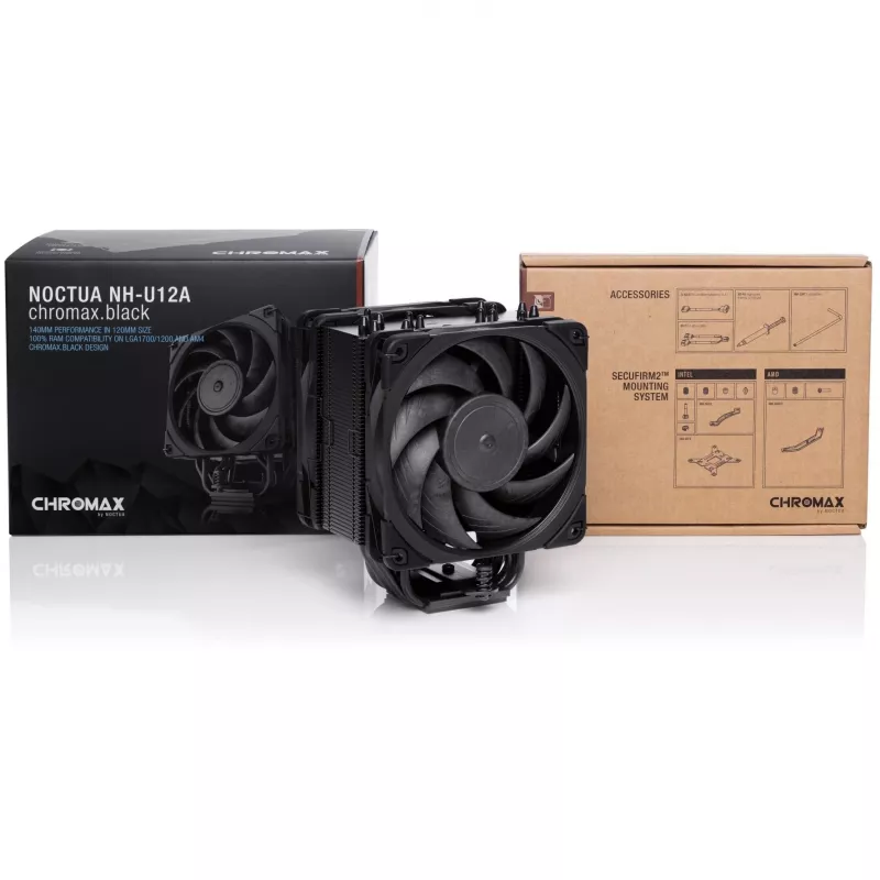 Noctua NH-U12A CHROMAX.Nero dissipatore CPU