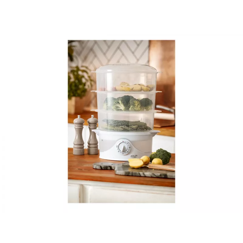 Cuocivapore Adler AD 633 3 cestelli a libera installazione 800 W bianco