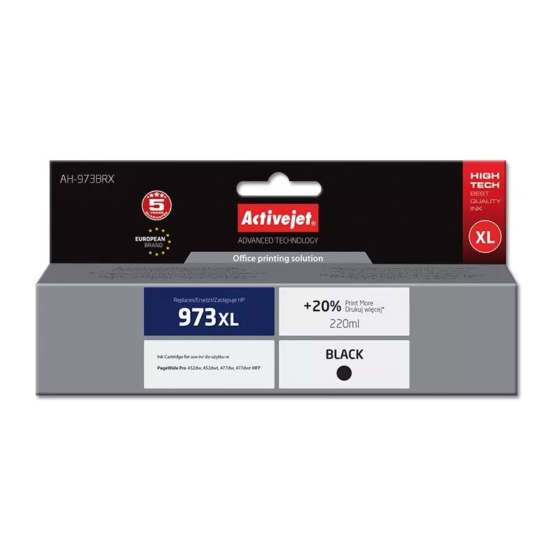 Activejet AH-973BRX inchiostro (sostitutivo per HP 973XL L0S07AE; Premium; 220 ml; nero)