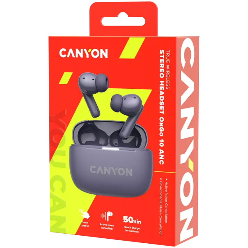 Canyon CNS-TWS10PL Cuffie e headset True Wireless Stereo (TWS) In-Ear per chiamate/musica/sport/quotidiano USB Type-C Bluetooth Viola (CNS-TWS10PL)