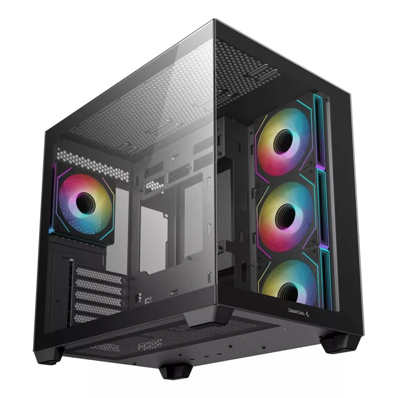 Case PC DeepCool CG530 4F Midi Tower nero — vetro temperato, ATX/ITX/Micro ATX, 3 ventole 120mm, USB-C