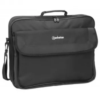 Manhattan Cambridge borsa per laptop 17,3 pollici, design clamshell, nero, LOW COST, scomparto accessori, scomparto documenti sul retro, tracolla (rimovibile), compatibile Targus CN418EU, borsa per notebook, tre anni di garanzia