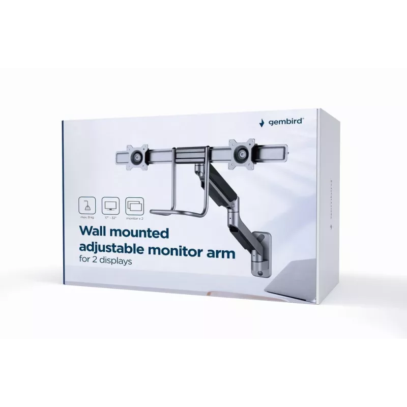 Gembird Supporto a parete regolabile per 2 display 17''-32'' fino a 8 kg MA-WA2-02