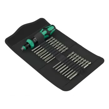 Set di utensili manuali Wera Kraftform Kompakt 60 RA-R 1, set di cacciaviti e punte da 17 pezzi, impugnatura a cricchetto compatta