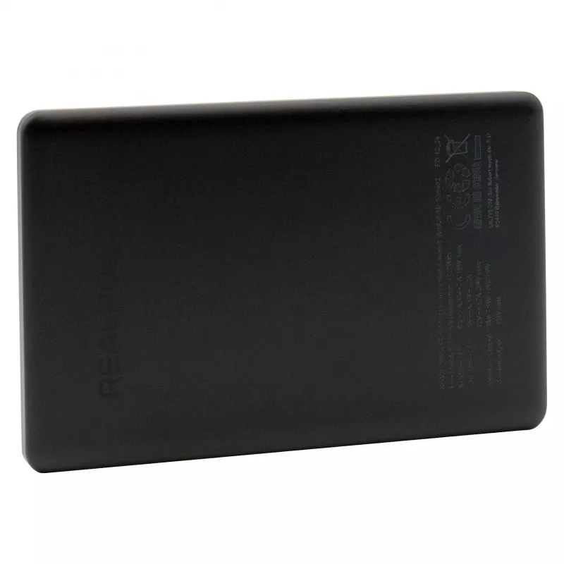 RealPower PB-5000 MAG Ultra Slim power bank 5000 mAh, ricarica wireless, USB-C, 20 W, nero