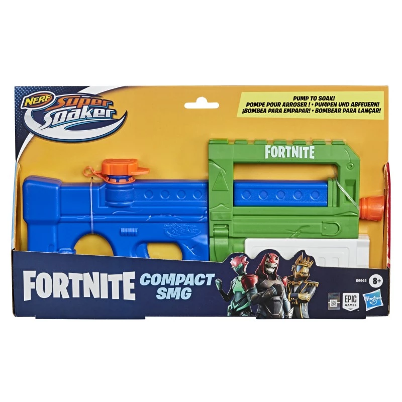Pistola ad acqua NERF Super Soaker Fortnite Compact SMG E9963, 600 ml