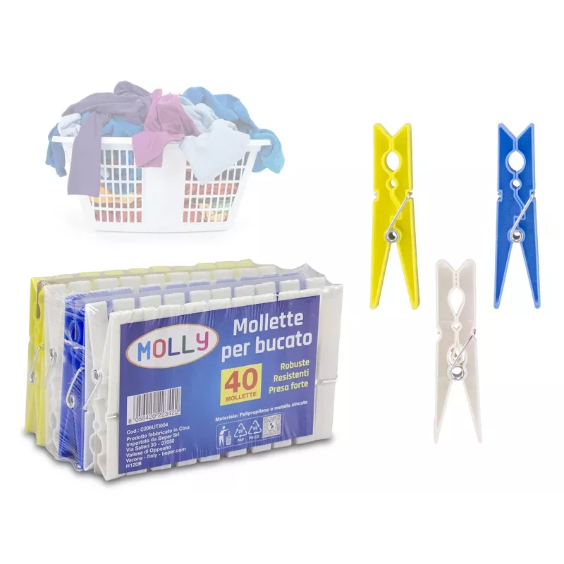 Beper C206UTI004 mollette per bucato in plastica (40 pz.)