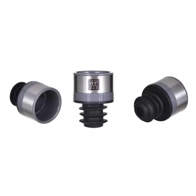 Pompa per conservazione del vino ZWILLING FRESH & SAVE – testa pompa per tappi sottovuoto, grigio, Ø 3 cm, altezza 40 mm, set da 3 pezzi