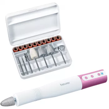 Apparecchio per la cura delle unghie Beurer MP 52 — set elettrico per manicure/pedici, bianco e viola