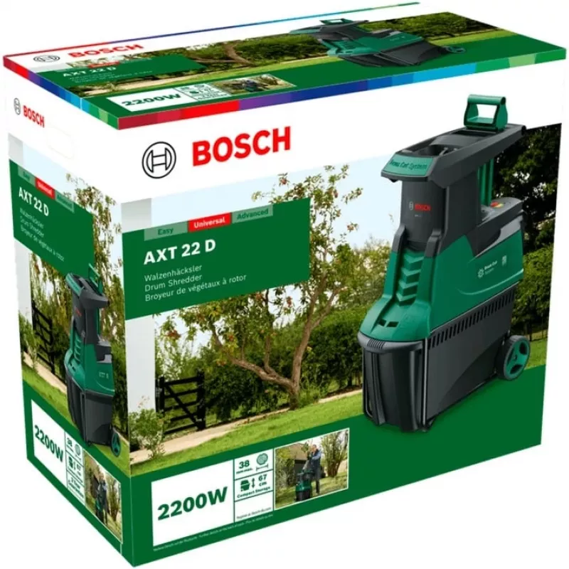 Biotrituratore silenzioso AXT 22 D, rullo di taglio verde/nero, 2.200 Watt