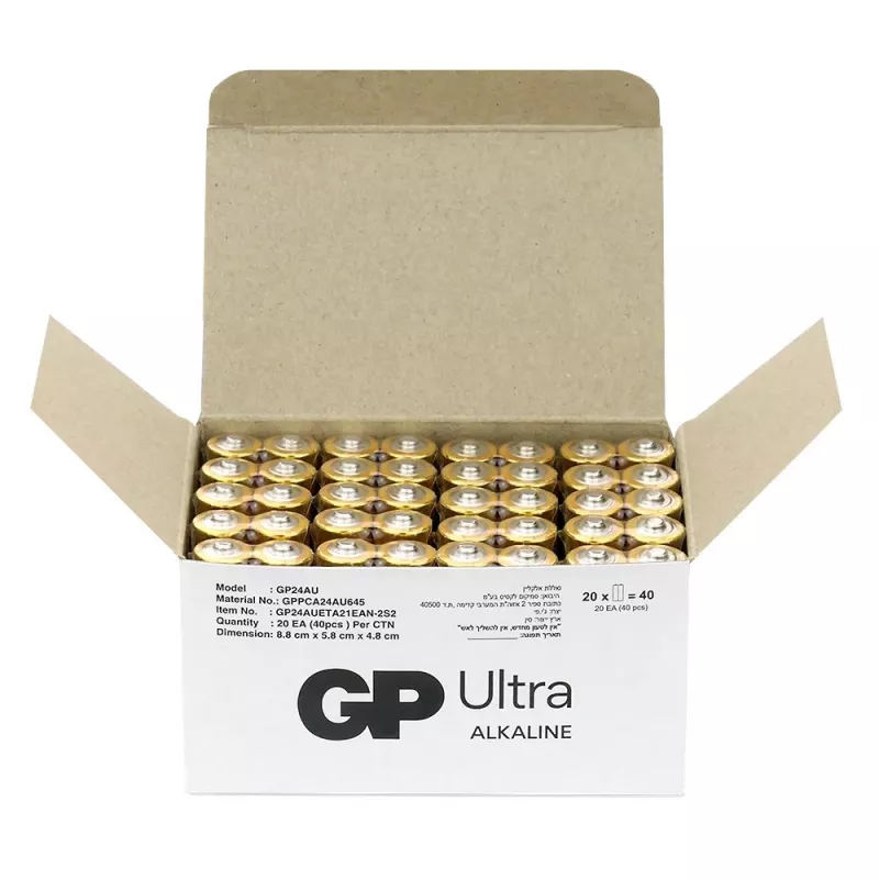 Batterie alcaline GP Battery Ultra AAA LR03 1,5V — confezione da 40