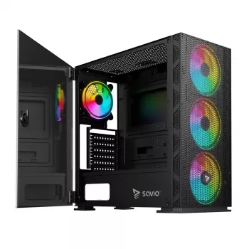 Case PC SAVIO Raptor X1 ARGB vetro/mesh nero