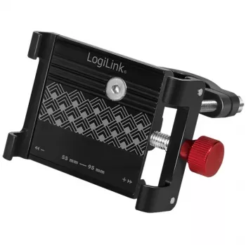 LogiLink supporto smartphone per bici, fisso, nero/rosso lega di alluminio di alta qualità, adatto per dispositivi mobili - 1 pz. (AA0146)