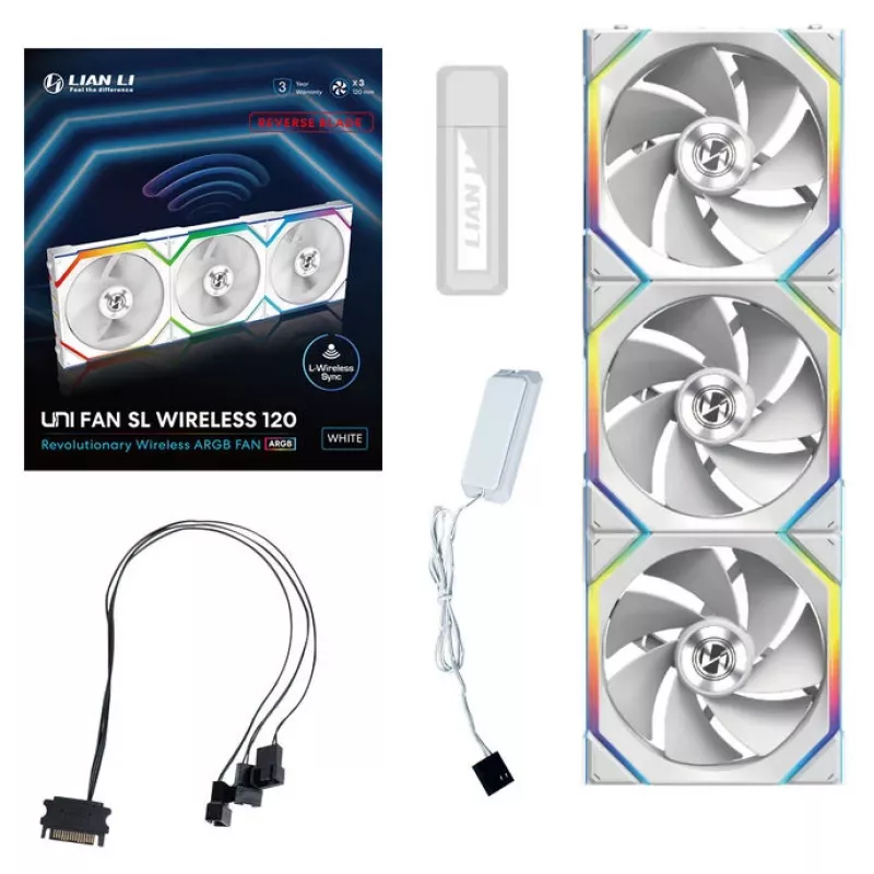 Lian Li UNI FAN SL Wireless 120 ARGB Reverse Blade bianco confezione da 3