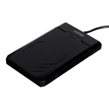 Case per HDD/SSD Unitek Y-3036, 2,5 pollici SATA III, USB 3.2 Gen 1 (5 Gbit/s), UASP, cavo USB-A integrato, nero