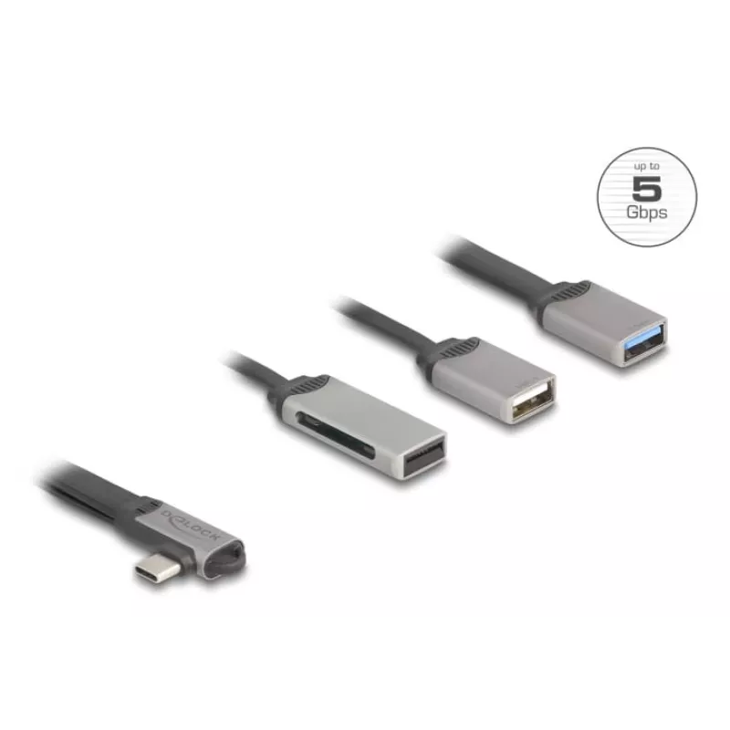 DeLOCK 64303 Hub USB 3.2 Gen 1 Type-C 5000 Mbit/s grigio
