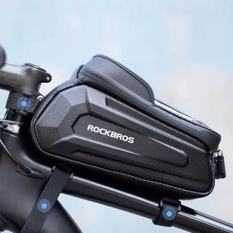 Rockbros B68 Borsa da telaio per bici porta cellulare 1,7 l nera