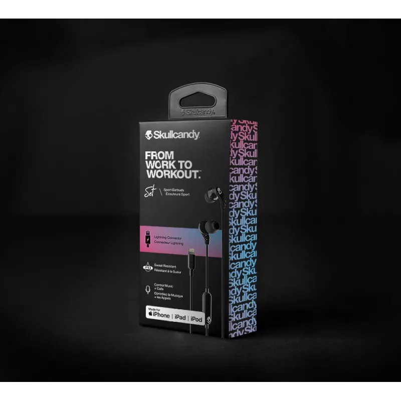Skullcandy | Auricolari sportivi | Set | in-ear | microfono | cancellazione del rumore | nero