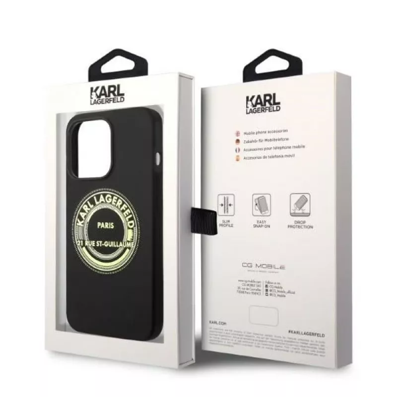 Karl Lagerfeld Soft Cover Silicone RSG Black per Apple iPhone 14 Pro KLHCP14LSRSGRCK