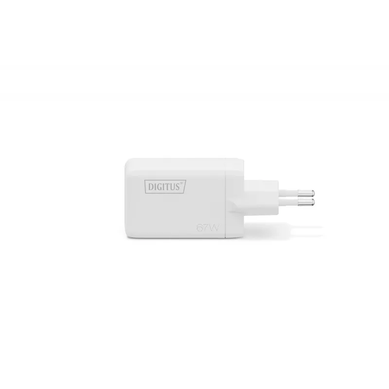 Caricabatterie da parete DIGITUS DA-10303 67W GaN, 2× USB-C + 1× USB-A, 100–240V, bianco