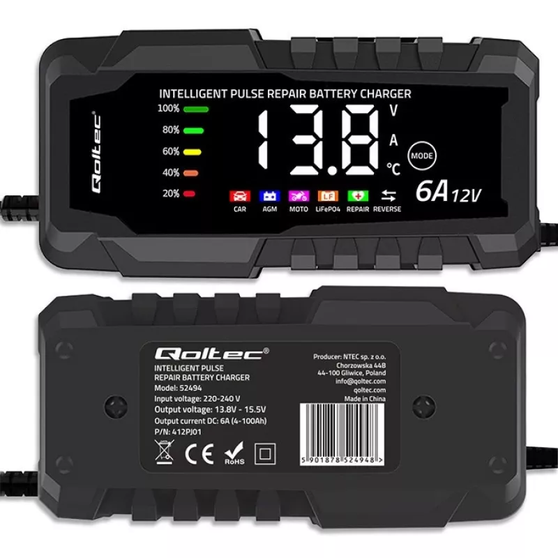 Caricabatterie 12V 6A raddrizzatore con funzione di riparazione
