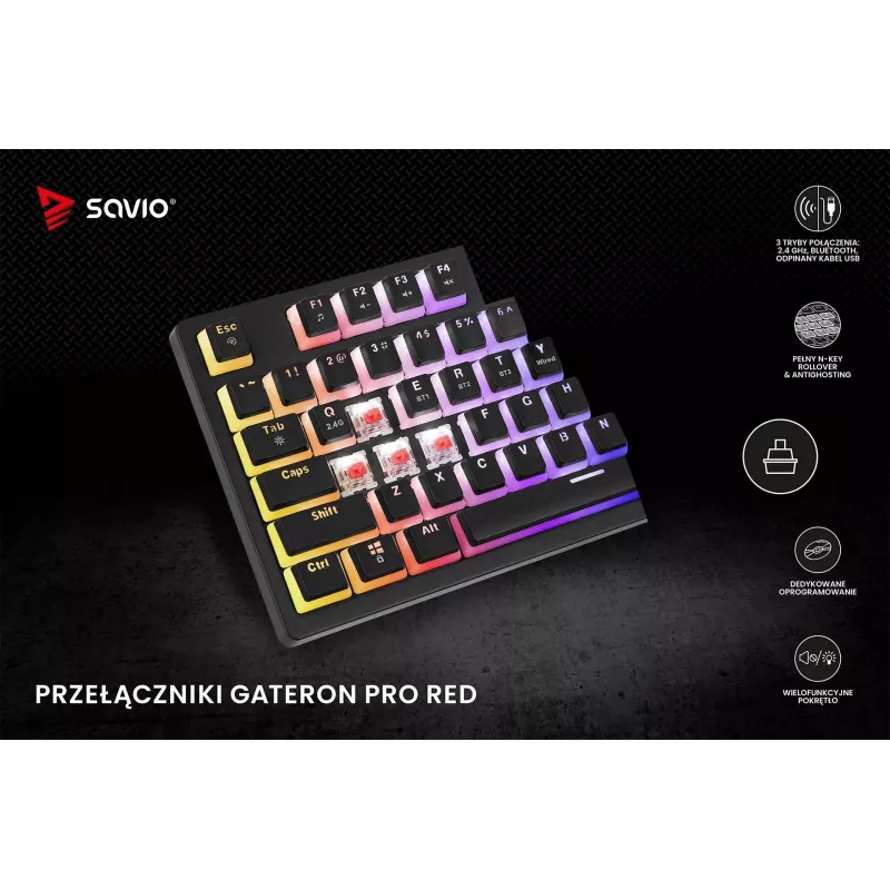 Tastiera gaming Savio SAVGK-PHENIX RED PUDDING meccanica RGB wireless