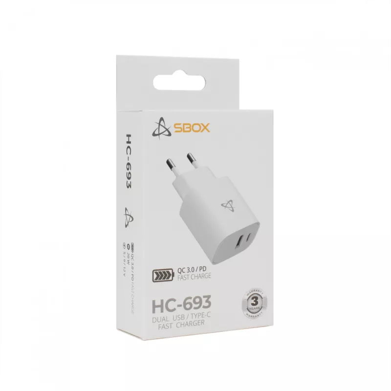Sbox HC-693 caricabatterie USB 20W QC bianco