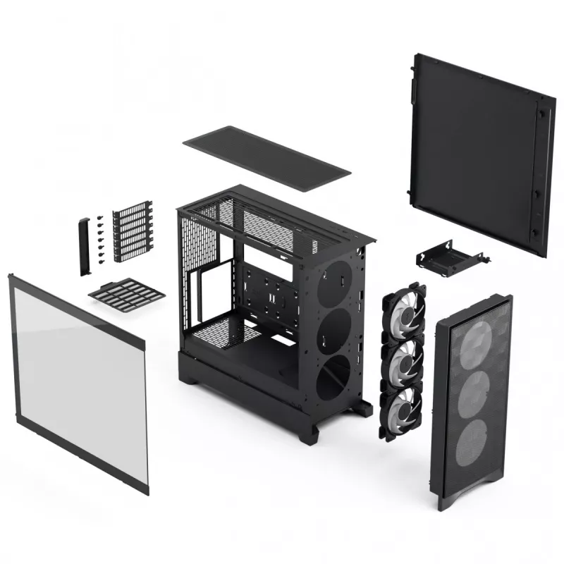 Fractal Design Pop 2 Air nero Solid case per PC midi-tower — supporto ATX, 3x ventole frontali 120 mm, vani per unità 2,5/3,5 pollici, 215×481×462 mm