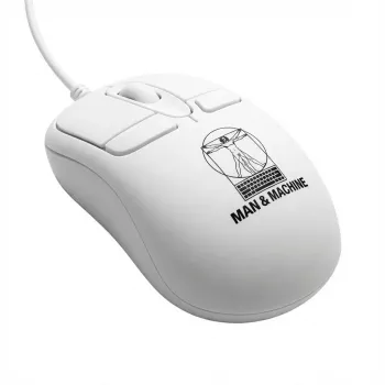 Mouse per computer ambidestro con filo ManMachine Mighty Mouse 5, USB Type-A, 5 tasti, bianco