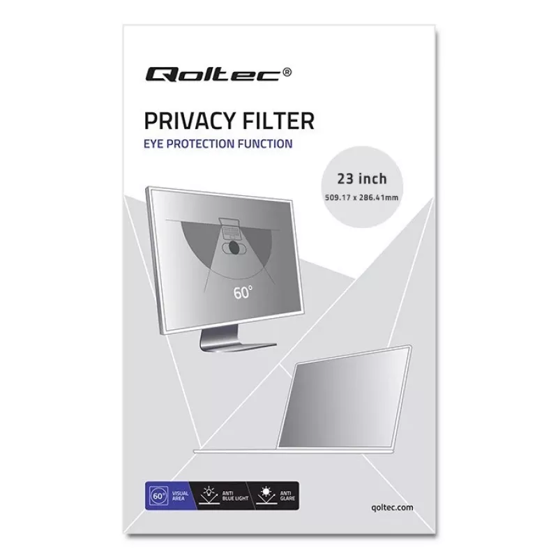 Filtro privacy Qoltec GDPR 23 | 16:9 | Eye Care | Panoramic