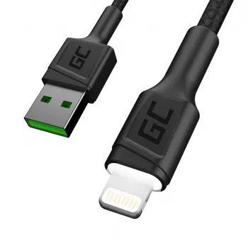 Cavo Lightning a USB-A Green Cell KABGC12, 2 m, Lightning – USB A, nero