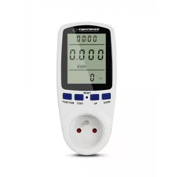 Misuratore di consumo elettrico ESPERANZA ELA103 con display LCD — 16 A, 3680 W, 230 V, 50–60 Hz