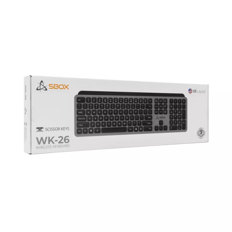 Tastiera wireless SBOX WK-26 US con tasti multimediali e layout US