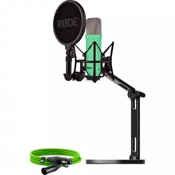 NT1 Signature + cavo XLR + braccio da studio da tavolo, microfono verde chiaro, bundle