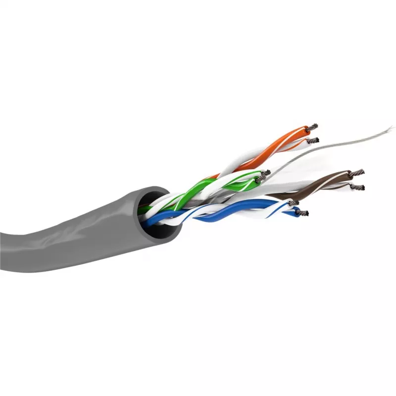 Cavo di rete Wentronic Goobay CAT 6, U/UTP, grigio, 100 m - CCA, AWG 24/7 (treccia), PVC (93884)