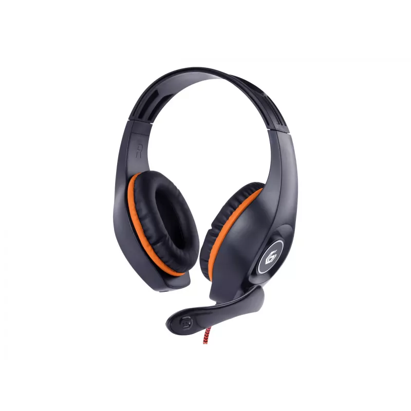 Gembird GHS-05-O cuffie gaming con filo, on-ear, 3,5 mm, controllo del volume, 20-20000 Hz, 32 Ohm, cavo da 2 m, nero/arancione