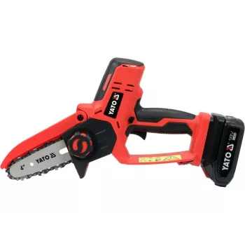 Motosega a batteria YATO YT-828135 — 18V Li-Ion 2Ah, barra 10 cm, 3200 giri/min, velocità catena 4,8 m/s, 26 maglie