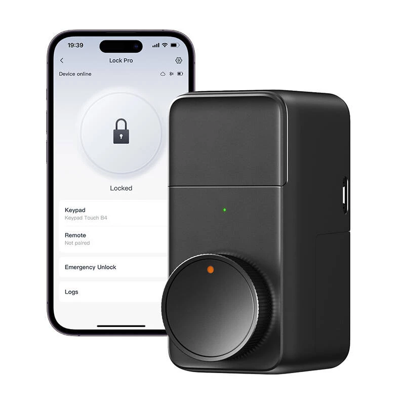 Serratura smart per porta SwitchBot Lock Pro – con chiave e senza chiave, wireless, nero, alimentata a batterie AA