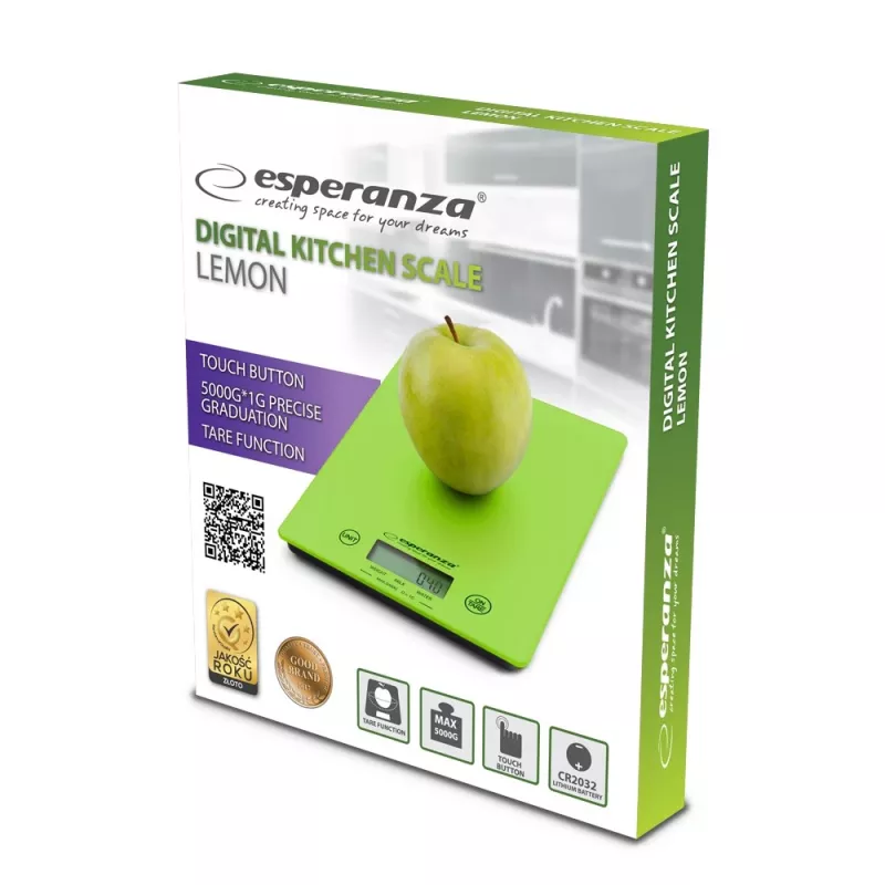 Esperanza EKS002G bilancia da cucina elettronica verde, gialla da piano di lavoro rettangolare