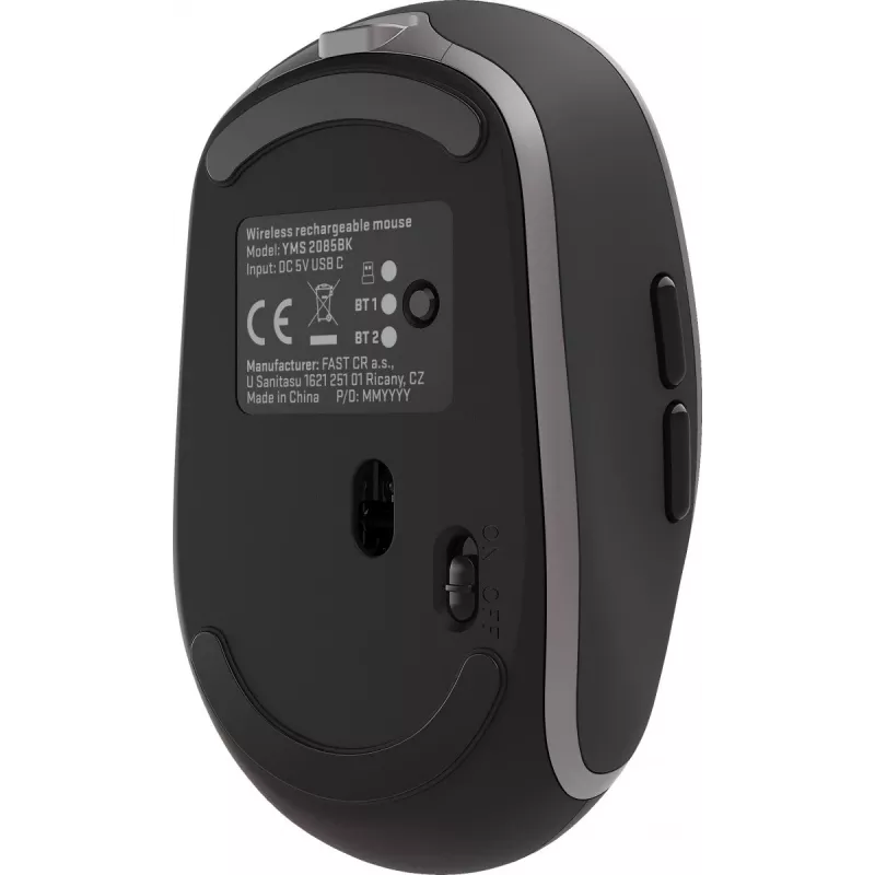 Mouse wireless Dual WiFi+Bluetooth, batteria ricaricabile, 5 tasti