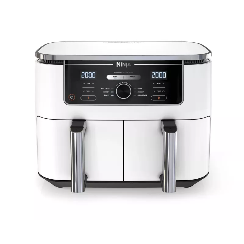 Friggitrice ad aria Ninja AF400EU Double 9,5 L 2470 W bianca, comandi rotanti e touch