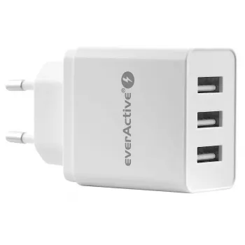 Everactive CARICABATTERIE TELEFONO 3X USB 3, 4A BIANCO