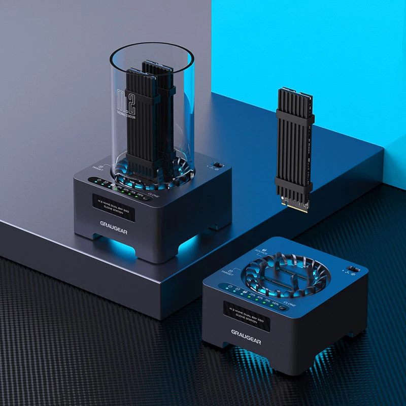Docking station GrauGear M.2 NVMe SSD Station DM.2 clonazione 20Gbit con ventola