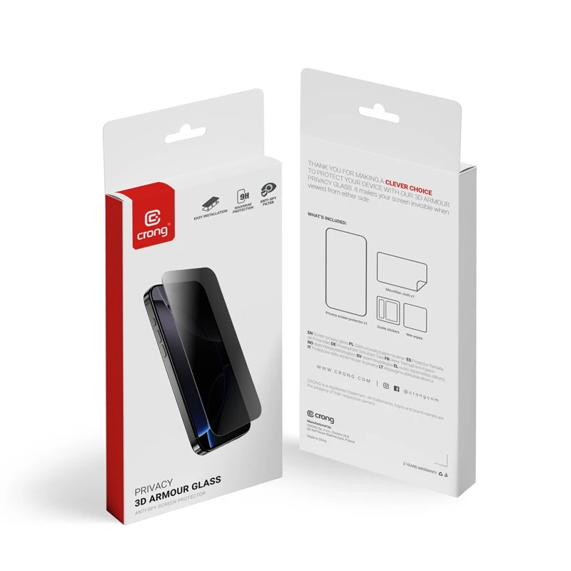 Vetro temperato privacy Crong per iPhone 16 Pro Max — antiriflesso, antigraffio