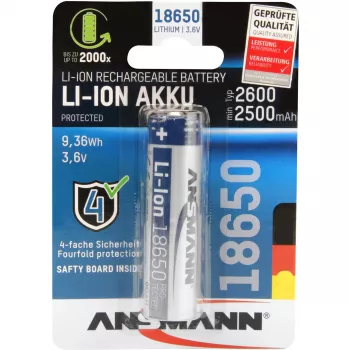 ANSMANN - batteria ricaricabile 18650 - Li-Ion - 2600 mAh - 9,36 Wh - argento (1307-0000)