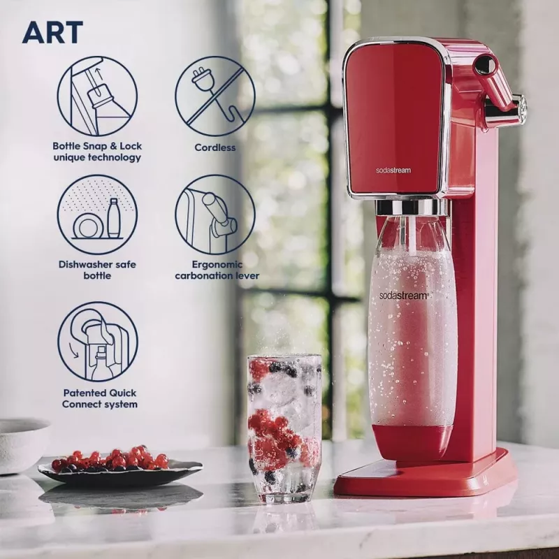 Gasatore SodaStream Art Mandarin Red 1L bottiglia per carbonazione