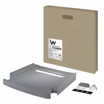 Kit di collegamento impilabile WHIRLPOOL C00855467 per lavatrice 60 x 60 cm e asciugatrice, ripiano estraibile, cinghia e pad antiscivolo