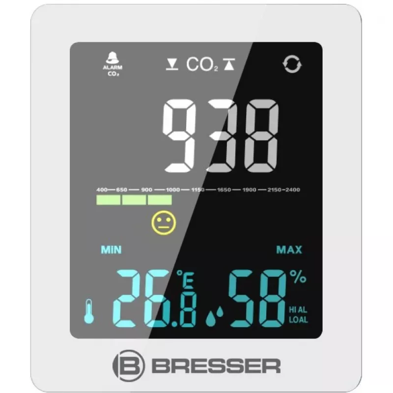Misuratore di qualità dell'aria Bresser Optics 7004020GYE000 CO2 temperatura 0–50°C