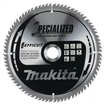 Lama per sega T.C.T. 260X2.15X30mm 10° T80 EFFICUT